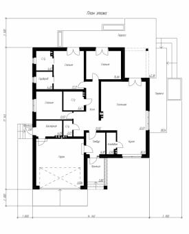Проект одноэтажного дома с разноуровневыми террасами